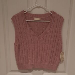 Altar'd State Blush Cable Knit Vest